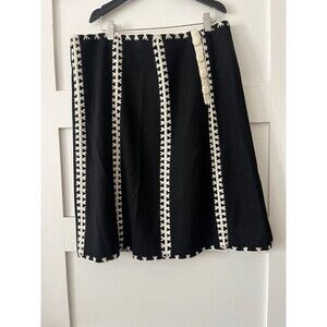 Etcetera Embroidered Black & Cream Wool Skirt 14